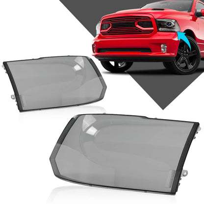 G-PLUS Housing Clear Corner Headlight Head Lamps Cover Smoke Compatible with 2009 2010 Dodge Ram 1500/2010 Dodge Ram 2500 3500 68001484AE 68001484AG