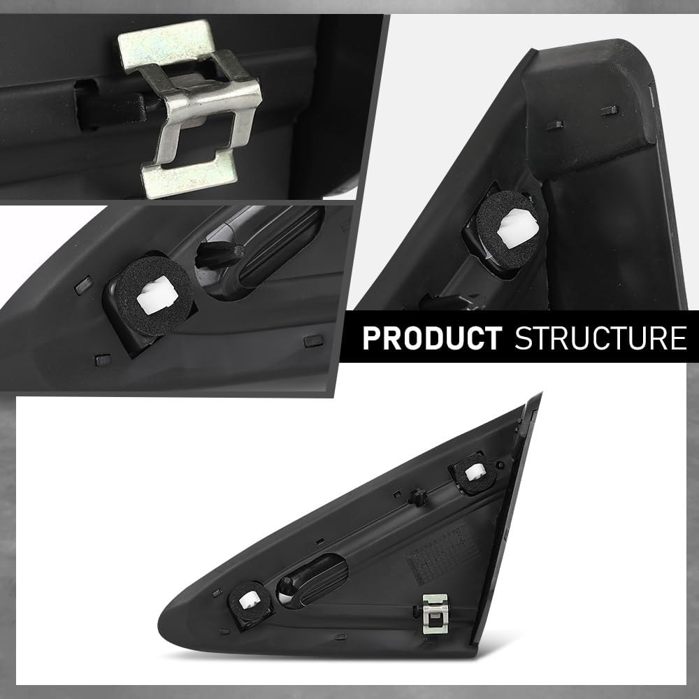 G-PLUS Front Right Side Fender Molding Trim Part Mirror Corner Triangle Trim View Mirror Flag Applique Panel Cover Compatible with Cadillac XTS 2013-2019 22955948 Chrome and Black