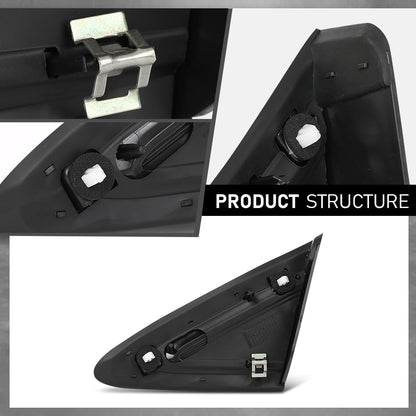 G-PLUS Front Right Side Fender Molding Trim Part Mirror Corner Triangle Trim View Mirror Flag Applique Panel Cover Compatible with Cadillac XTS 2013-2019 22955948 Chrome and Black