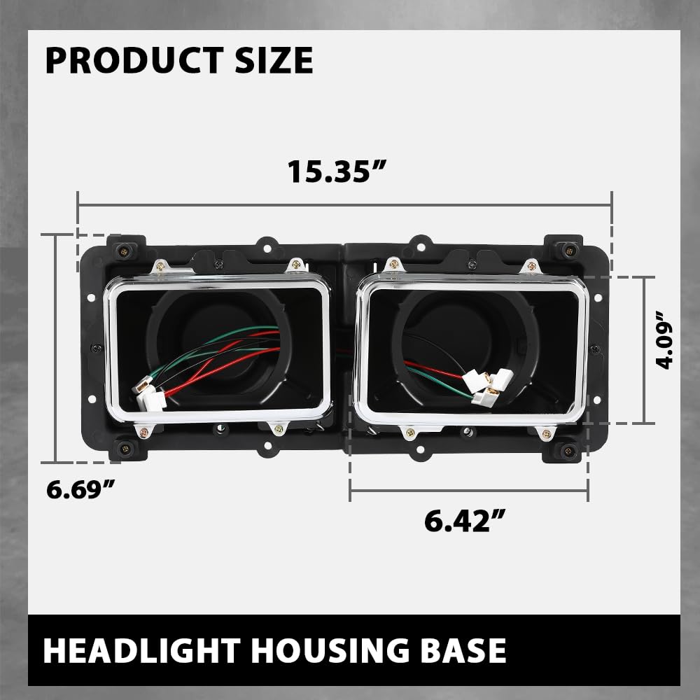 G-PLUS Headlight Housing Base Compatible with Freightliner FLD 112 120 Truck 1989-2003 Black 2Pcs A0615605002, A0615605003