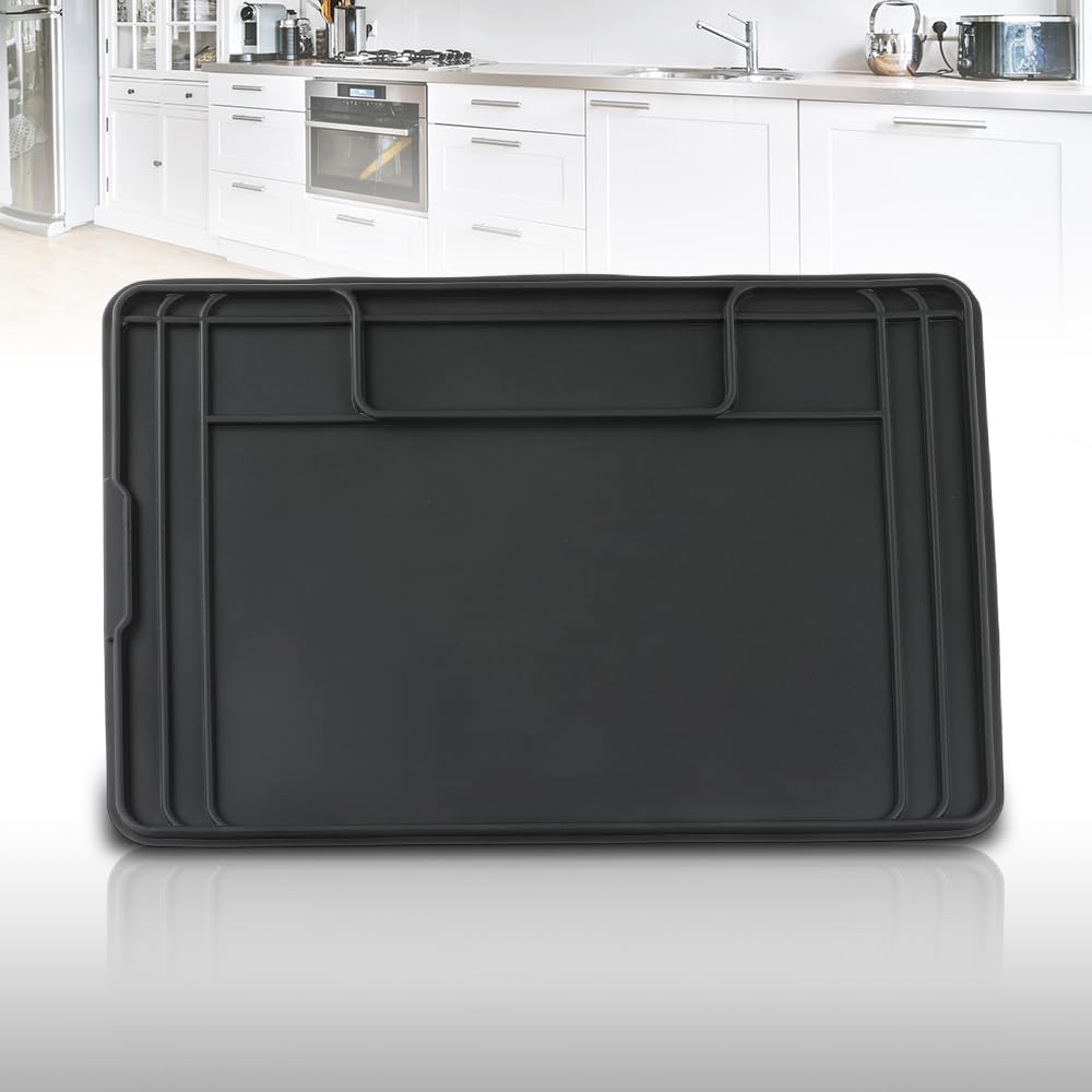 G-PLUS Waterproof Under Sink Liner Mat for Kitchen Bathroom – 28" x 19" TPE - Durable, Flexible Tray – Home Undersink Organizer Must Haves, Black