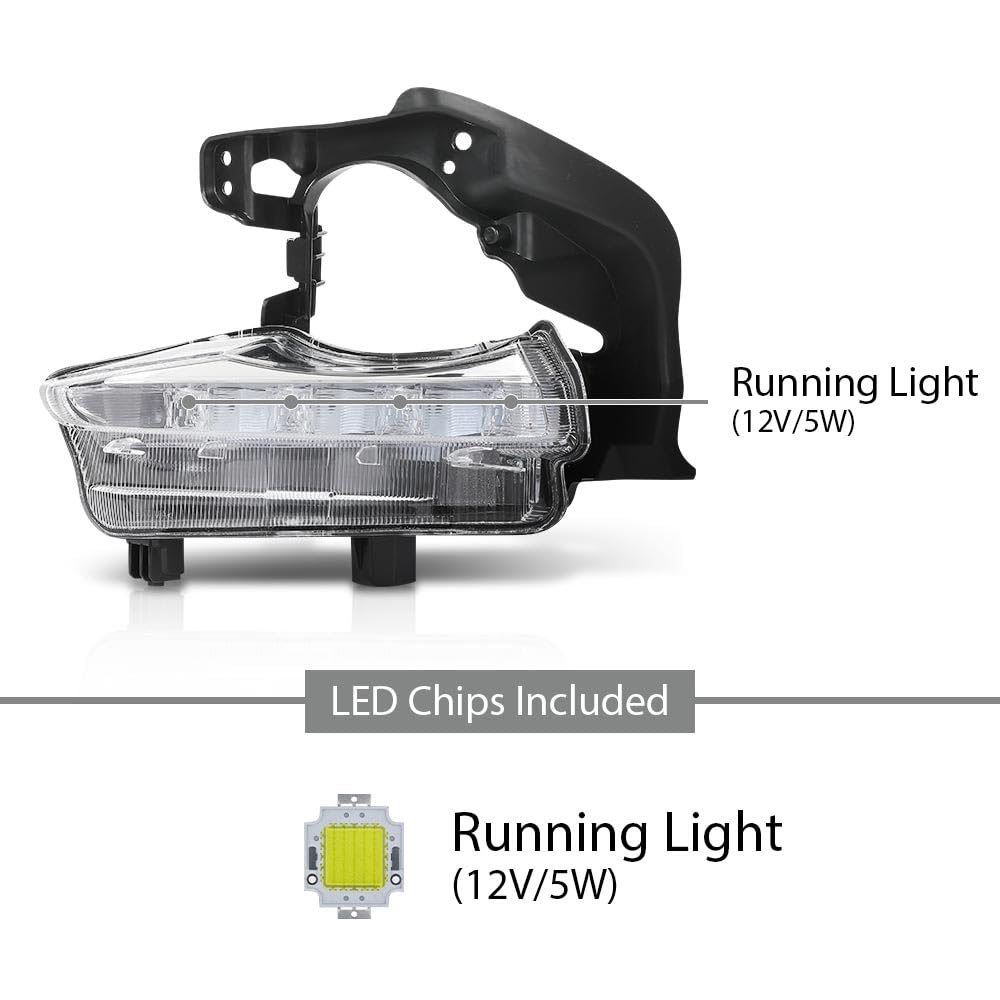 G-PLUS Pair LED DRL Daytime Running Light Driving Fog Lamp, Compatible with Toyota Highlander 2014-2016, Left Driver & Right Passenger Side 2PCS