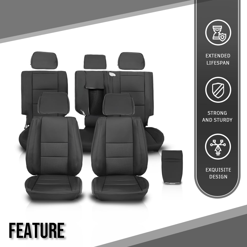 G-PLUS Full Seat Covers Set Compatible with Jeep Grand Cherokee 4 Door 2011-2019 Black