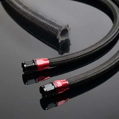 G-PLUS Stainless Steel Oil/Fuel Hose & Fitting Hose End Adaptor Kit,Transmission Gas Oil Fuel Line Fittings Kit 5 Meter Universal Replacement (4AN, Black)