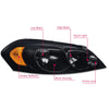 G-PLUS Headlights Assembly, Fit 2006-2007 Chevy Monte Carlo/2006-2013 Chevy Impala/2014-2016 Chevy Impala Limited Bumper Headlamps, Smoky Lens Black Housing Amber Reflector,faros delanteros