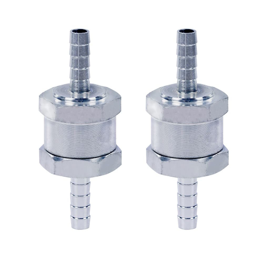 G-PLUS 2pcs 6MM Non-Return One Way 1/4 Inch Air Fuel Oil Check Valve Diesel Gas Fits for Carburettor and Low Pressure Fuel Systems