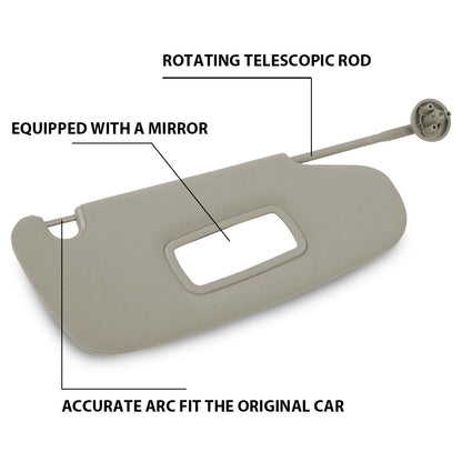 G-PLUS Beige Sun Visor LH Driver & RH Passenger Side 1 Pair Compatible with 2002-2009 Dodge Ram 1500 2500 3500 (Only the Passenger Side with a Mirror)