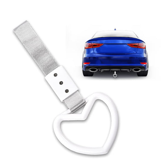 G-PLUS JDM Tsurikawa Ring Heart Subway Train Bus Car Handle Hand Straps Drift Charm,Rear Bumper Warning Ring (White)