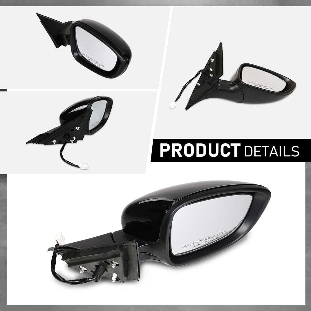 G-PLUS Power Mirror Driver and Passenger Side Compatible with Honda Accord Sedan 2018-2022 1.5L HO1320328 HO1321328 76208TVAA02 76258TVAA02 Glossy Black 3-Pin Manual Folding