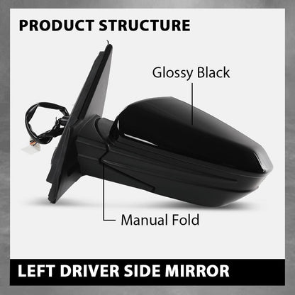 G-PLUS Power Heated Mirror w/ 5-Pin Left Driver Side Compatible with Honda Civic 2016-2021 Manual Folding 76258TBAC21ZA 76258TBAA21ZA Glossy Black