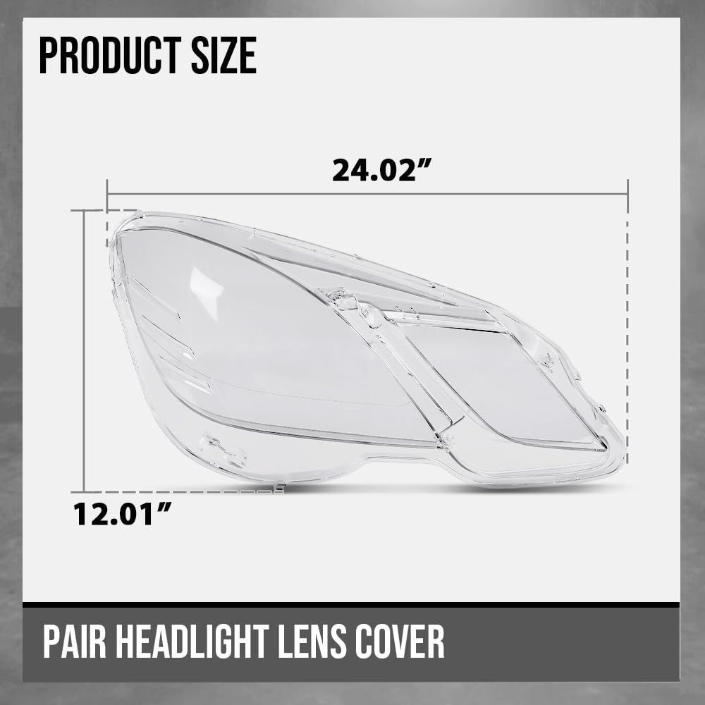 G-PLUS Headlight Lens Cover Compatible with Benz E-Class W212 E350 E500 E63 2009 2010 2011 2012 2013 (Only for 4-Door) Left & Right Side A2128209661, A2128209561 Front Headlamp Lens Cover Clear