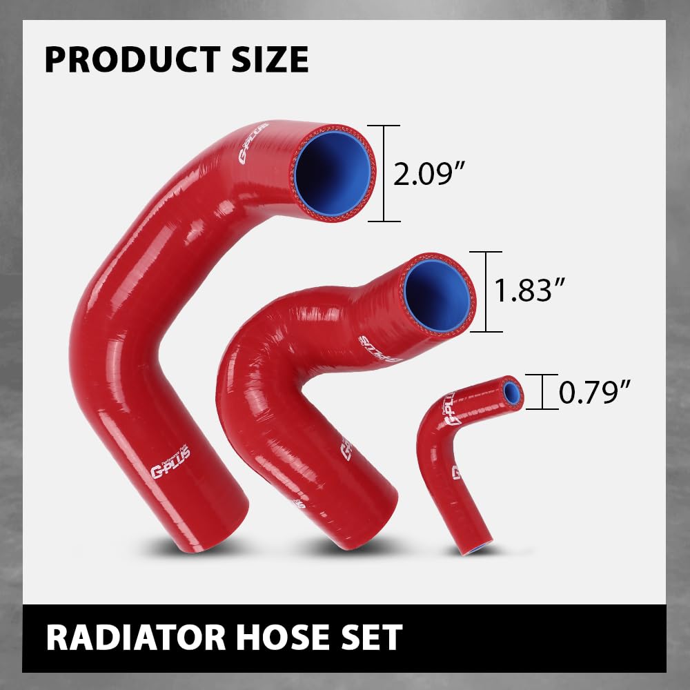 G-PLUS Radiator Hose Set Upper Lower and Bypass Hoses Compatible with John Deere Models Red