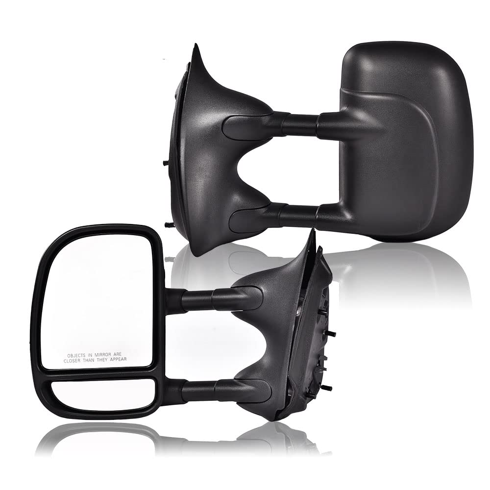 G-PLUS Manual Towing Side Mirrors Compatible With Only 1999-2016 Super Duty F250 F350 F450 F550 Models,Driver & Passenger Side Mirror Set Black