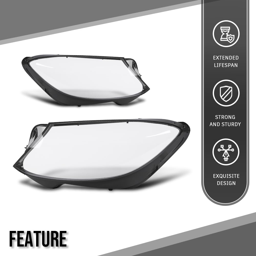 G-PLUS Headlight Lens Cover Compatible with Benz W222 S-Class 2014 2015 2016 2017 Left & Right Front Headlamp Lens Cover Clear