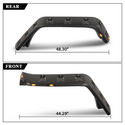 G-PLUS Fender Flares w/LED Side Maker, Compatible with Jeep JK Wrangler 2/4 Door Model 2007-2018, Unlimited, Rubicon Unlimited, Smooth Pocket Riveted 4 PCS Wheel Flares