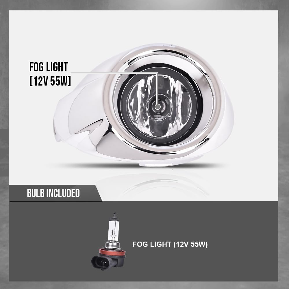 G-PLUS Fog Lights Compatible with Ford Focus 2012 2013 2014 Fit S SE SEL Titanium models LH & RH Fog Lamps with Chrome Fog Cover 4F9Z15200AA CP9Z17E810C CP9Z17E811C BM51-19953-AD BM51-19952-AD