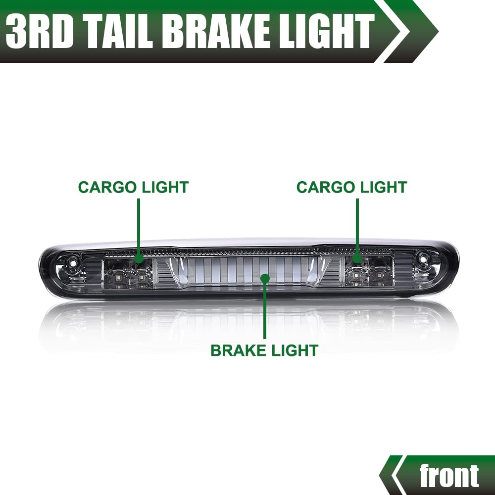 G-PLUS LED Third Brake Light Compatible With 07-14 Chevy Silverado/GMC Sierra,3RD LED Bar Brake/Cargo Light,Type I (Smoky lens Chrome Housing Amber Reflector)
