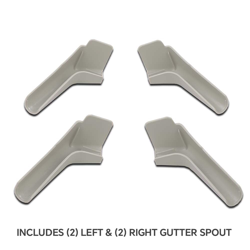 G-PLUS RV Rain Gutter Spout Long Version Left and Right Grey Gutter Spout 3 1/2" Long 4pcs