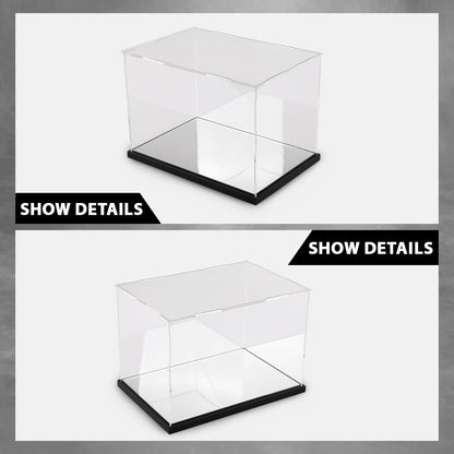 G-PLUS Clear Boxing Glove Display Case Acrylic Display case Fit for Full Size Boxing Glove Storage Box Dustproof UV Protection Cabinet with Carbon Fiber Skin Base and Removable Mirror Base