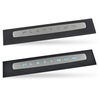 G-PLUS LED Illuminated Platinum Door Sill Plates Compatible with Ford F250 F350 F450 F550 Super Duty Crew Cab Only 2017-2022 Left and Right Door Sill Protector HC3Z-2613208-AA HC3Z-2613209-AA
