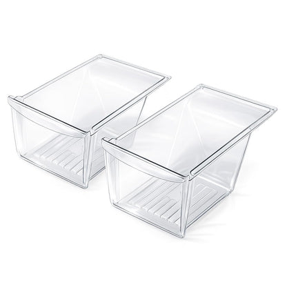 G-PLUS Crisper Drawer Pan 2PCS Compatible with Frigidaire, Kenmore, Crosley, Westinghouse, Gibson, Kelvinator 240337102, 240337108, 891037 Clear