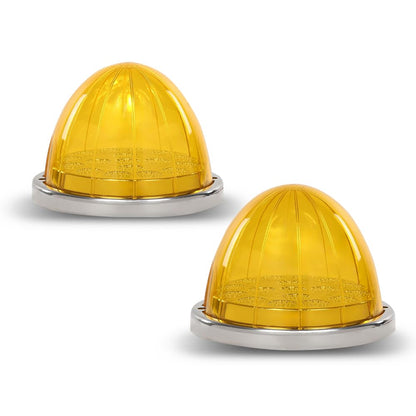 G-PLUS 2PCS 17 LED Dual Function Watermelon Lights Compatible with Trailers, Trucks, Caravans, Pickup, Cars, Van, RVs, Lorries, Boats Stop Turn Signal Marker Light Amber Lens