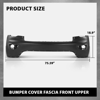 G-PLUS Bumper Cover Fascia Front Upper Compatible with Jeep Grand Cherokee 2016-2022,Fit Models without Park Assist System, With Tow Hook Holes