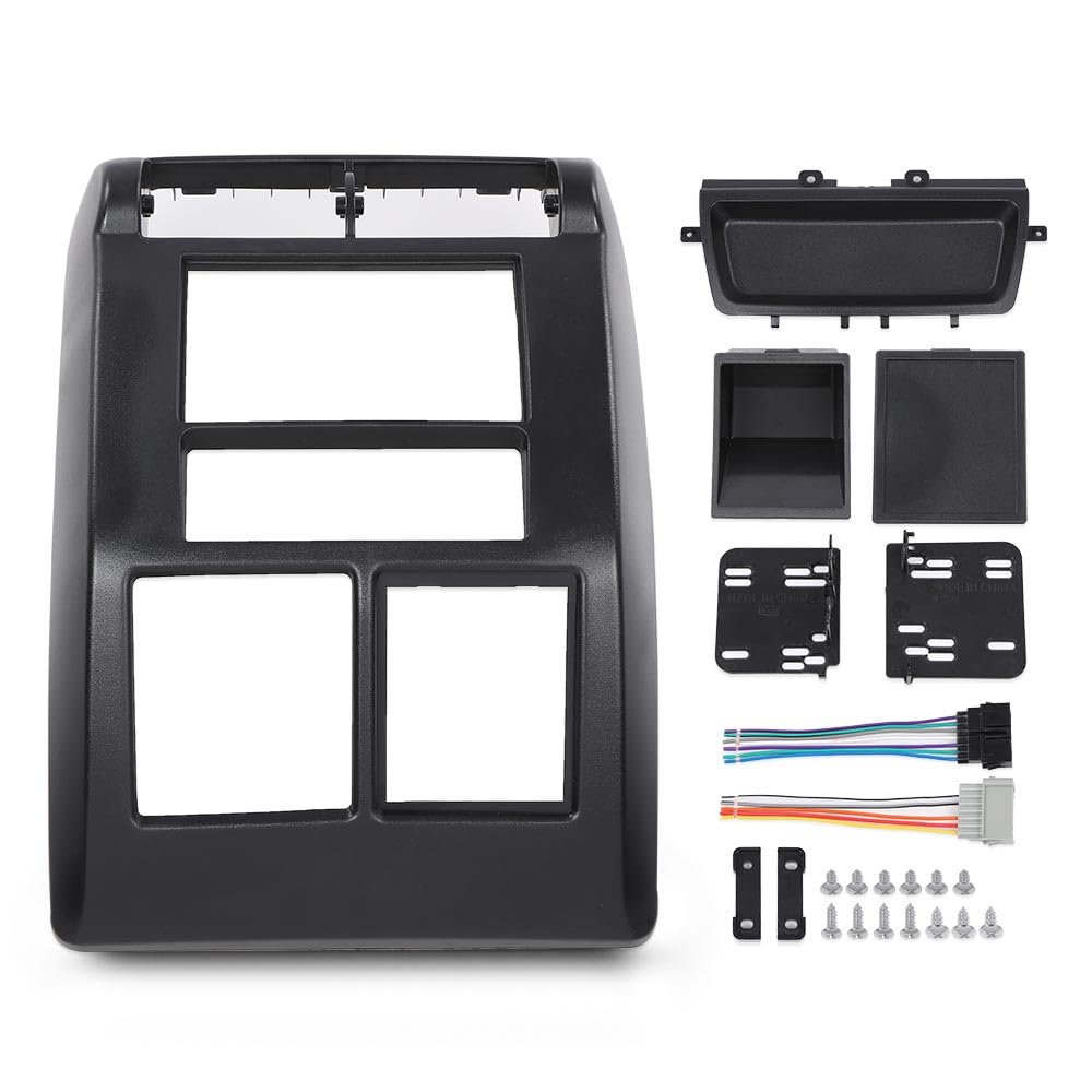 G-PLUS Double Din Radio Dash cover Kit, Compatible with Jeep Wrangler TJ 1997 1998 1999 2000 2001 2002 95-6549 Dash Stereo Mounting Bezel Panel