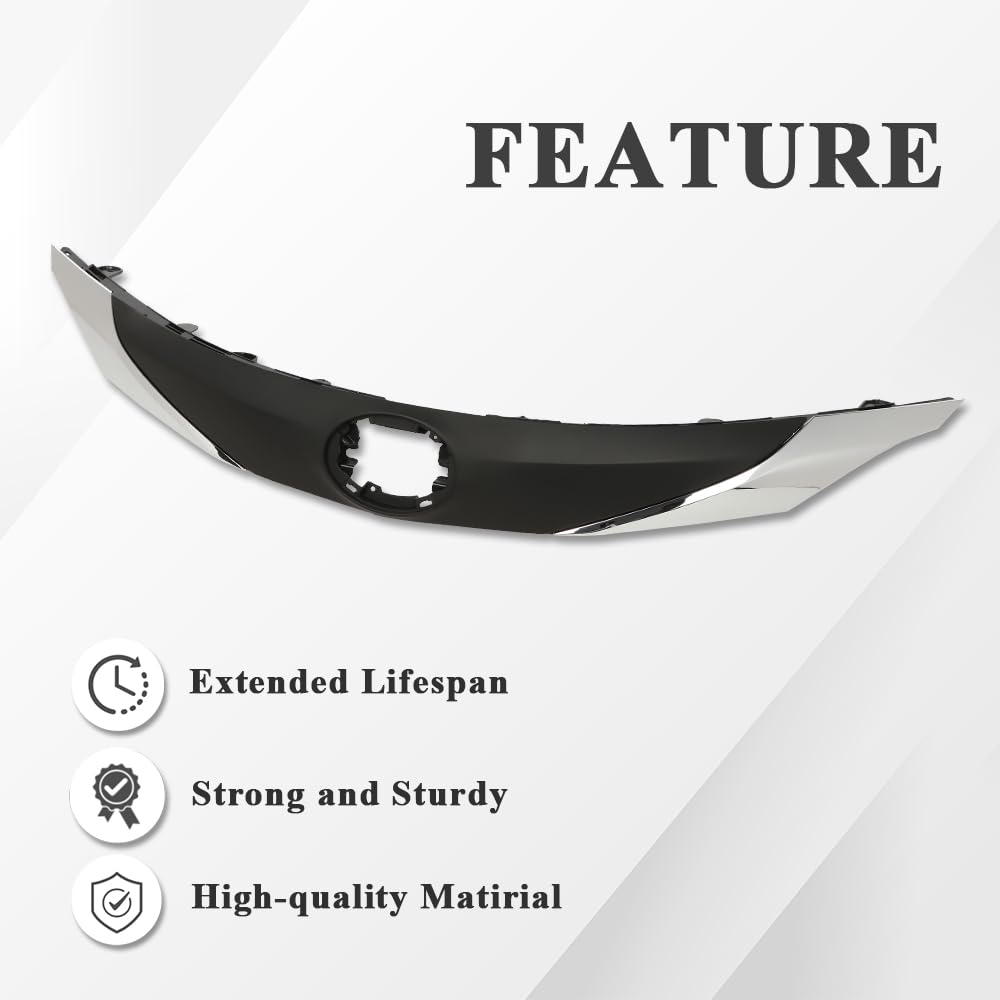 G-PLUS Front Bumper Upper Hood Grill Compatible with Toyota Sienna 2021-2022 Gloss Black/Silver