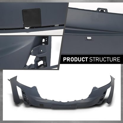 G-PLUS 1PC Front Bumper Cover Compatible with Cadillac XT6 Luxury 2020 2021 2022 2023 2024, 577443677, 343777787, Black