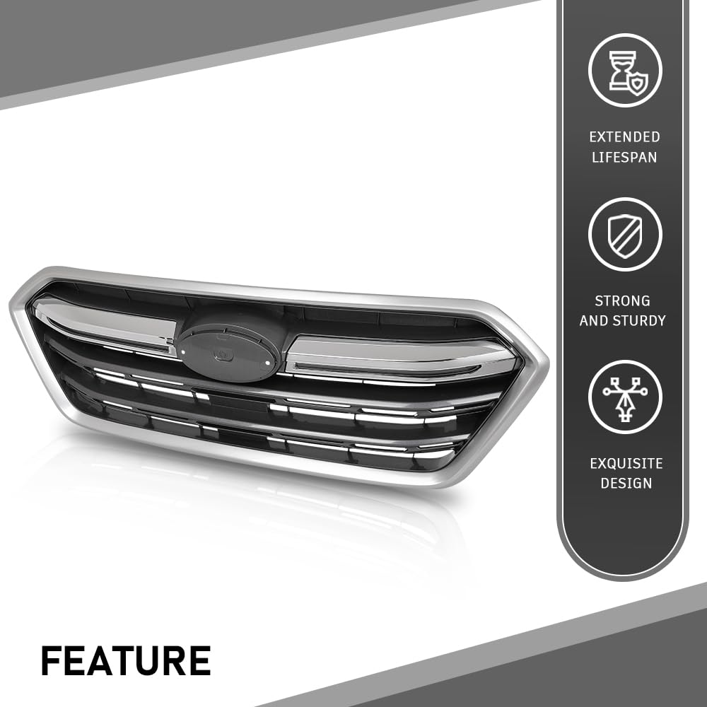 G-PLUS Front Replacement Grille Grill Chrome Compatible with Subaru Outback 2018-2019 91121AL16B, SU1200173