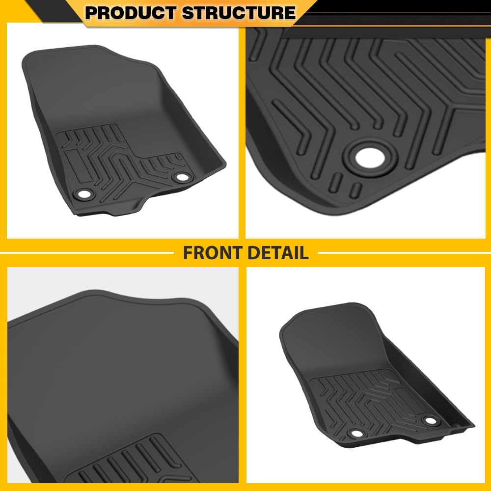 TPE Floor Mats Cargo Liner Fit for Jeep Wrangler JL Unlimited 4 Door 2018-2024(Not Fit for JK or 4XE) 1st & 2nd Row All Weather Car Floor Liners Interior Accessories Black