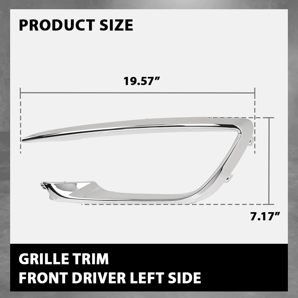 G-PLUS Front Left Bumper Grille Trim Molding Fog Light Trim Chrome, Compatible with Lincoln MKZ 2017-2020, Driver Side, HP5Z15266AB, FO1046105
