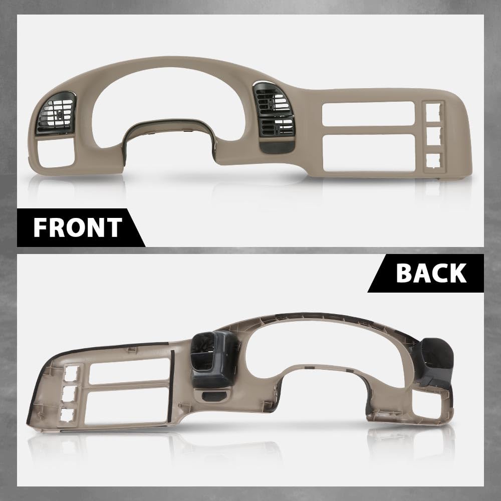 G-PLUS Dash Radio Cluster Trim Bezel Panel Compatible with Chevy Astro/GMC Safari 1995-2005 Beige Dashboard Cover 15718197