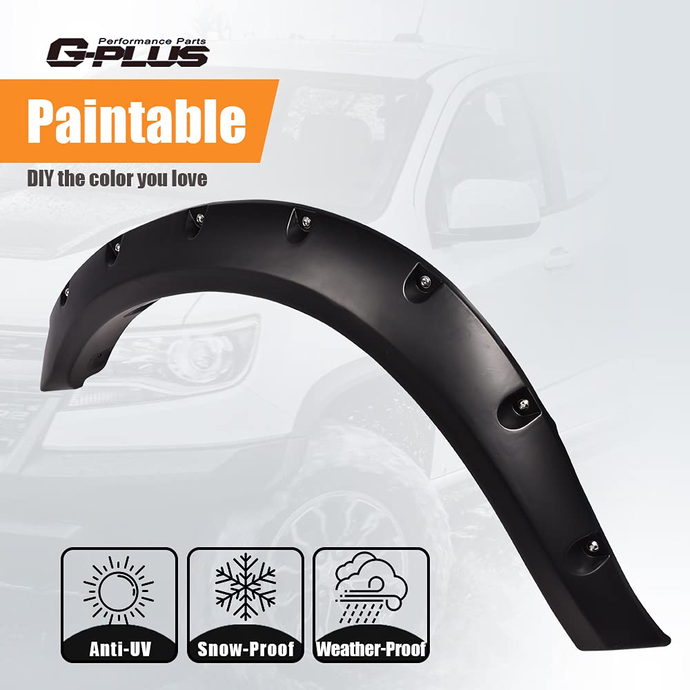 G-PLUS Fender Flares Compatible with Dodge Ram 2500 3500 2010-2017 Not Fit Dually and Chassis Cab Models Pocket Style Wheel Opening Molding Arch Trim 4PCS Black