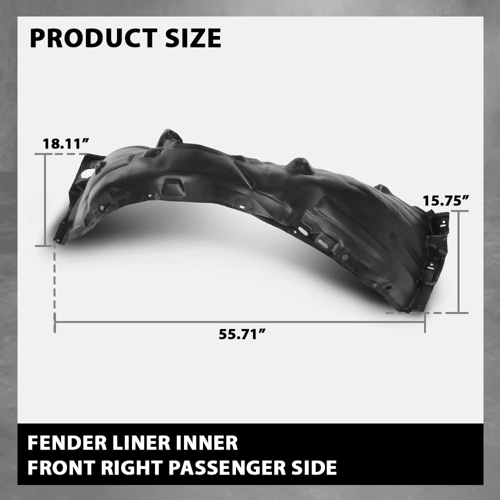 G-PLUS Front Right Side Fender Inner Liner Compatible with Toyota Camry 2018-2020 Black 5387506280