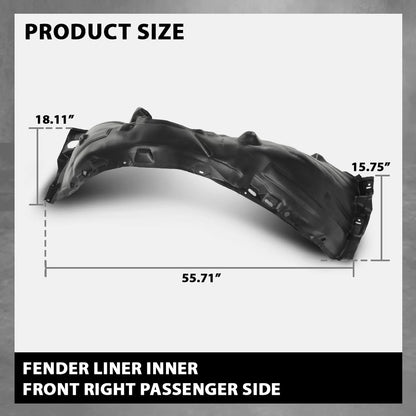 G-PLUS Front Right Side Fender Inner Liner Compatible with Toyota Camry 2018-2020 Black 5387506280