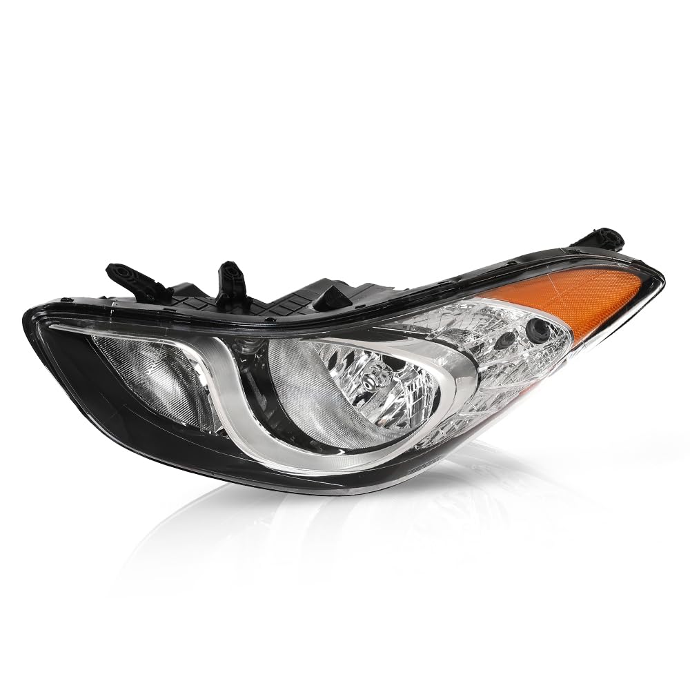G-PLUS Headlight Compatible with Elantra Sedan 2011-2013 Clear Lens Chrome Housing Amber Reflector Left Side Bumper Headlamps,faros delanteros