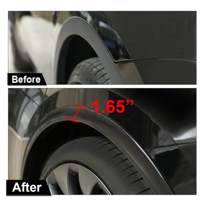 G-PLUS Fender Flares Compatible with Tesla Model Y 2020 2021 2022 2023 2024 Wheel Opening Molding Arch Trim 4PCS Matte Black