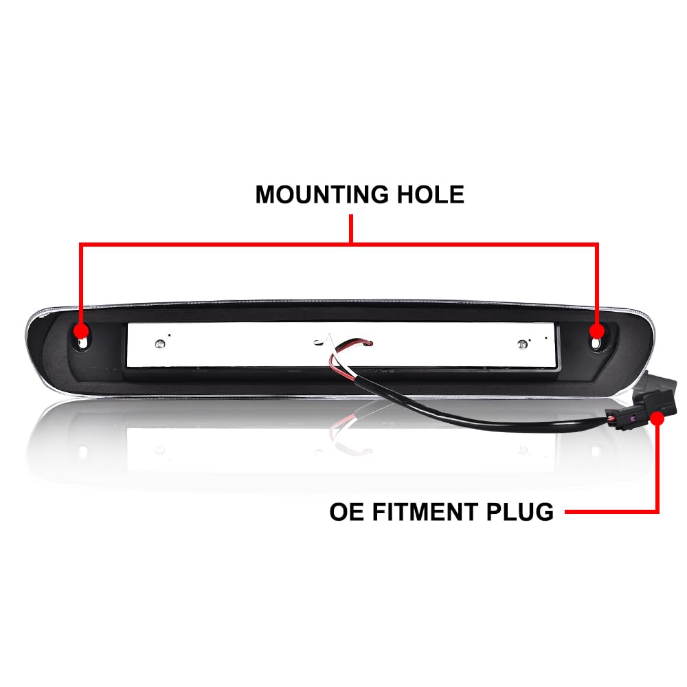 G-PLUS LED Third Brake Light Compatible with Chevy Silverado/GMC Sierra 1500 1500 HD 2007-2013, 3rd High Mount Cargo Light, Type X, Clear Lens Black Housing Amber Reflector, 25890530