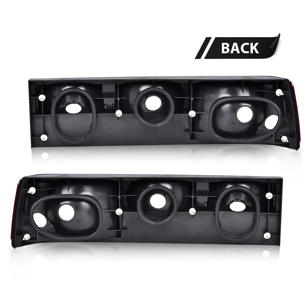 G-PLUS Taillights Taillamps Rear Brake Lights Left&Right w/o Bulbs Compatible with Ford Mustang 1987-1993 E7ZZ13405A, E7ZZ13404A,Red Lens Black Housing Faros Traseros Luces TraserasAssembly