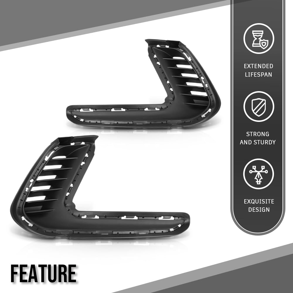 G-PLUS Pair Front Bumper Fog Lamp Cap Cover Compatible with Hyundai Elantra Sedan 2017-2018 86563F2000, 86564F2000 Black