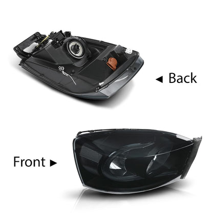 G-PLUS LED Headlights Assembly Headlamps Left Right Compatible with Dodge Ram 1500 2006-2008,Fit Dodge Ram 2500 3500 2006-2009 Smoke Lens Black Housing Clear Reflector,faros delanteros