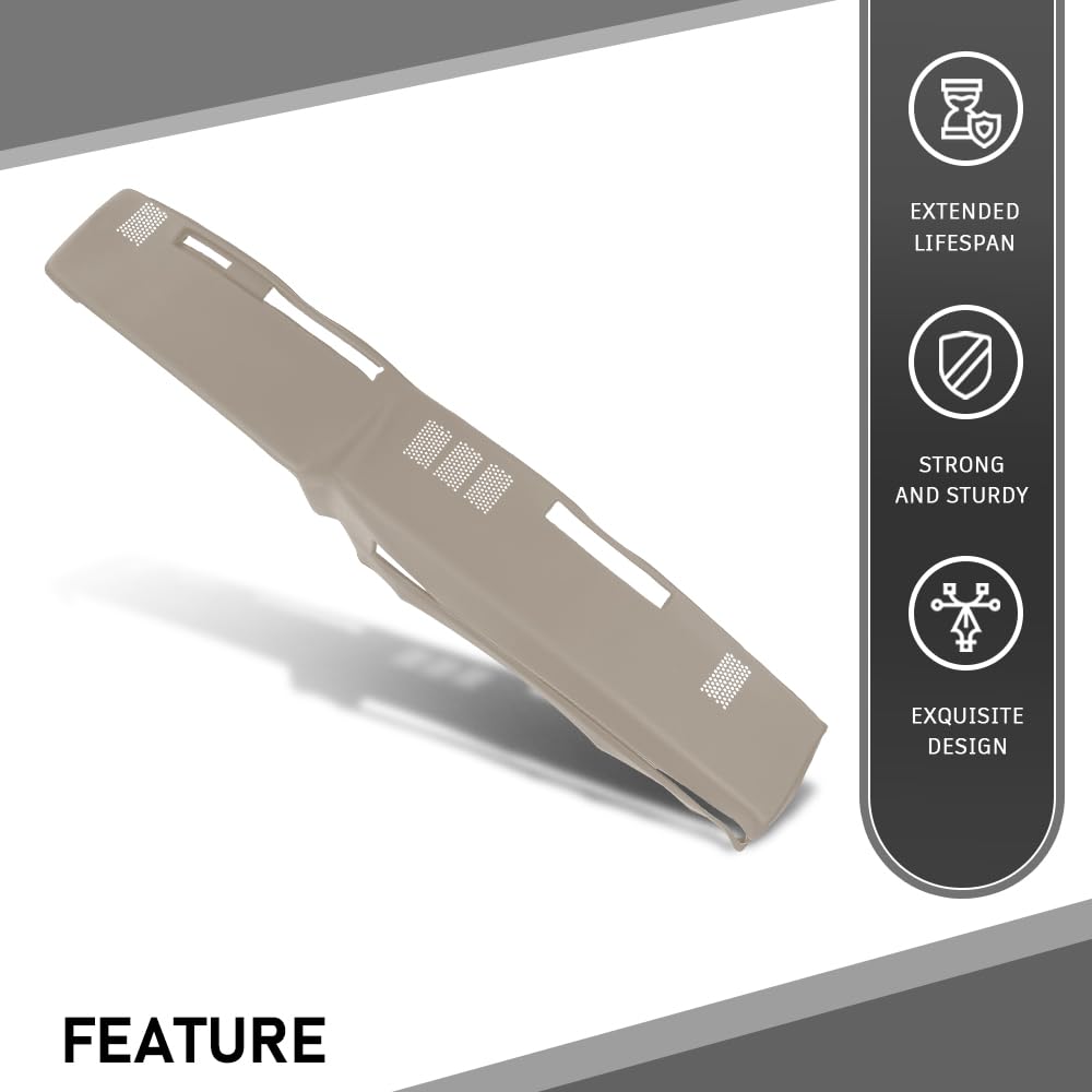 G-PLUS TPE Dashboard Dash Cover Cap w/Adhesive Compatible with Chevy GMC Full Size Pickup 1981-1987/ Chevy GMC SUV 1981-1991 Dash Board Overlay 18601NTL Beige