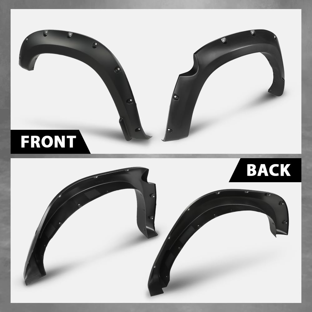 G-PLUS Fender Flares Pocket Riveted Compatible with Dodge Ram 1500 2WD/4WD 2019 2020 2021 2022 2023 NOT Fit Rebel Models Wheel Opening Molding Arch Trim 4PCS Black