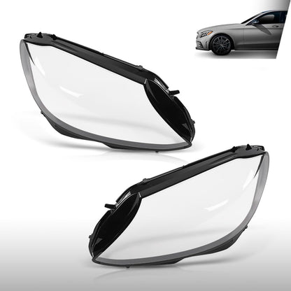 G-PLUS Headlight Lens Cover Compatible with Benz C-Class W205 2019-2020 Left & Right Front Headlamp Lens Cover Clear