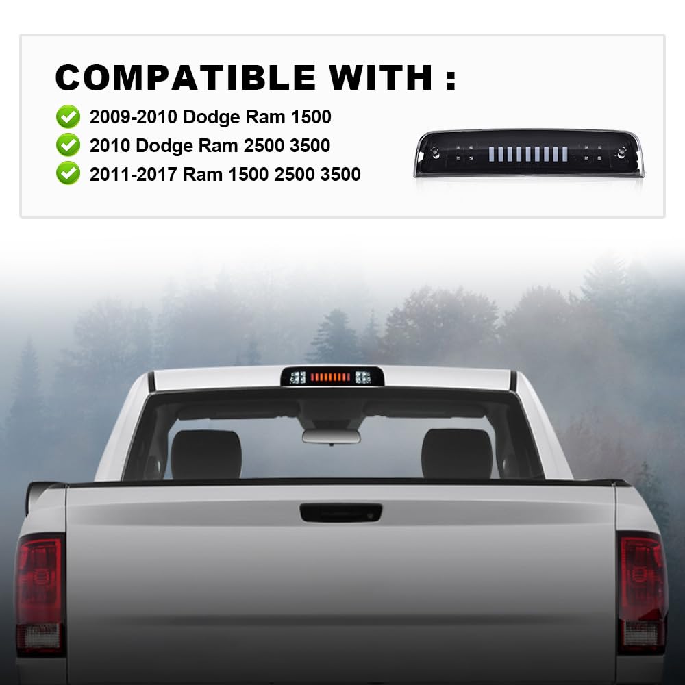 G-PLUS Truck Third 3rd Tail I Brake Light Cargo High Mount Stop Lamp Compatible With 2009-2010 Dodge Ram 1500 2010 Dodge Ram 2500 3500 2011-2017 Ram 1500 2500 3500