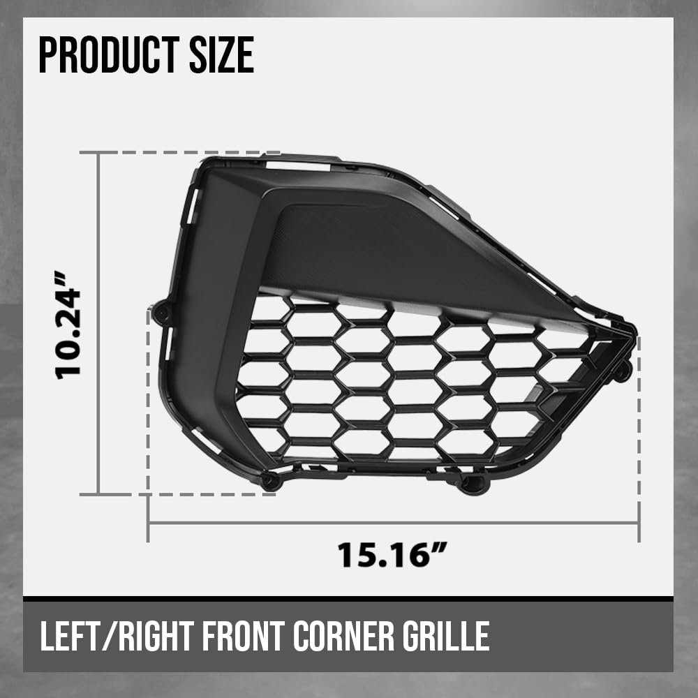 G-PLUS Front Corner Grille Set L&R Compatible with Ford Mustang GT 2024-2025 Black