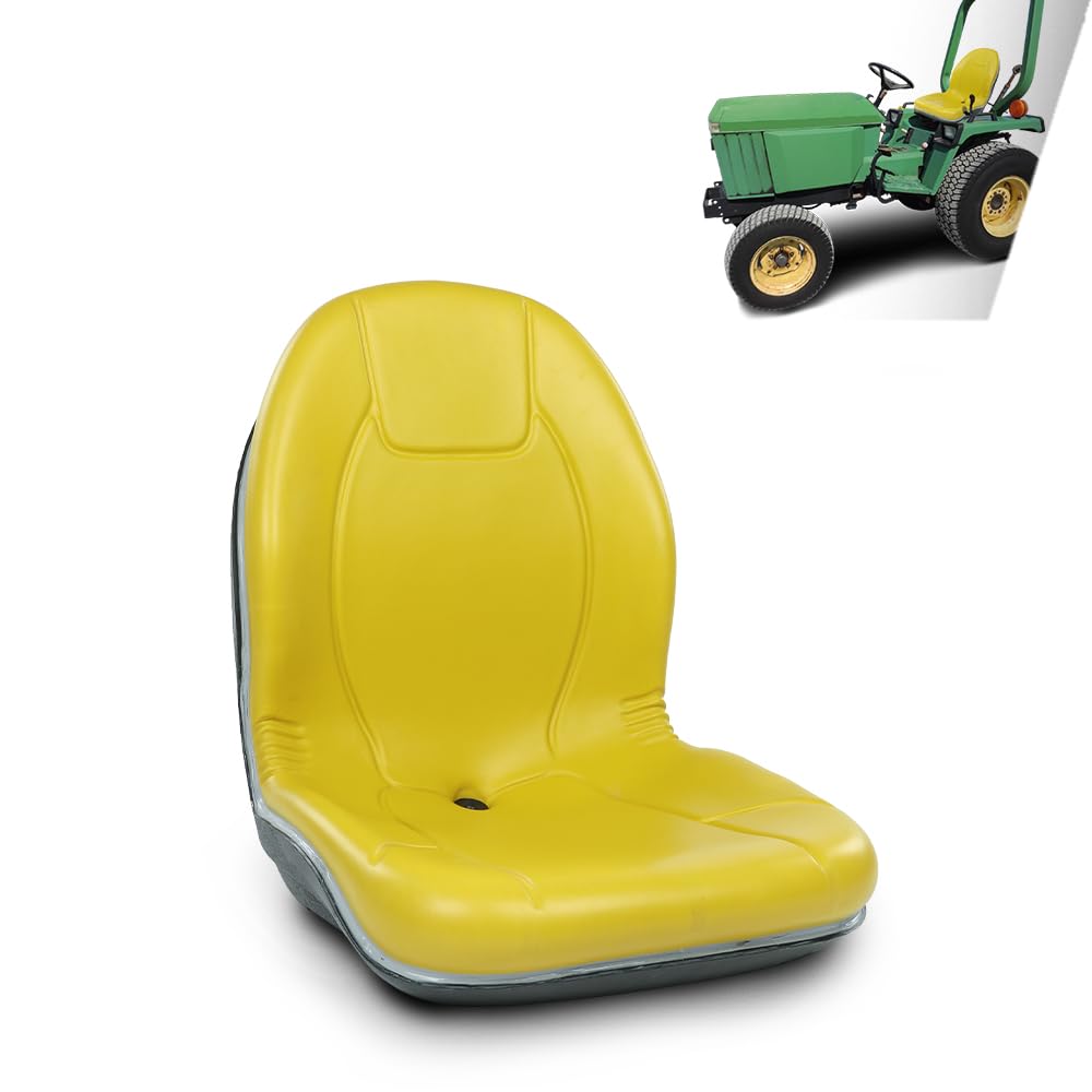 G-PLUS High Back Tractor Seat Compatible with John Deere Compact Utility Tractors: 655, 755, 756, 855 for 2305, 2320, 2520, 2720, Might Have to Replace Existing Kill Switch Yellow