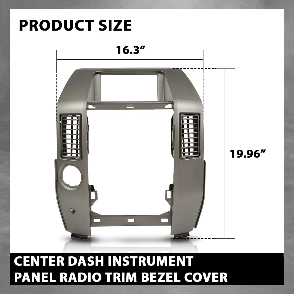 G-PLUS Front Center Dash Radio Vent Bezel Trim Compatible with Infiniti QX56 2004-2007 Grey